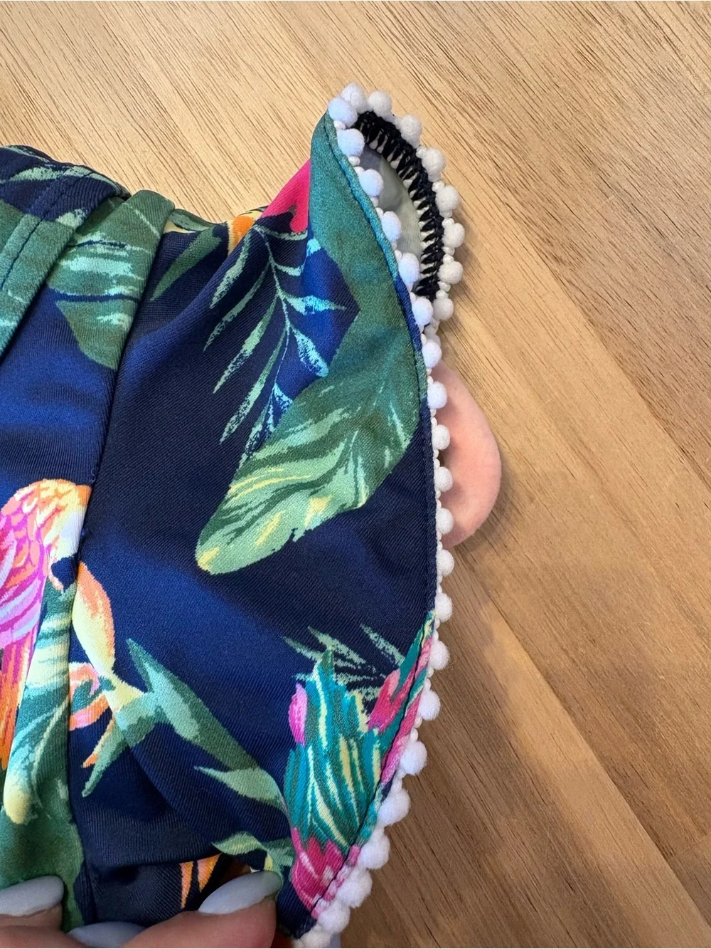 Janie and Jack Navy Tropical Asymmetrical One-Shoulder Ruffle Baby Girl Swimsuit